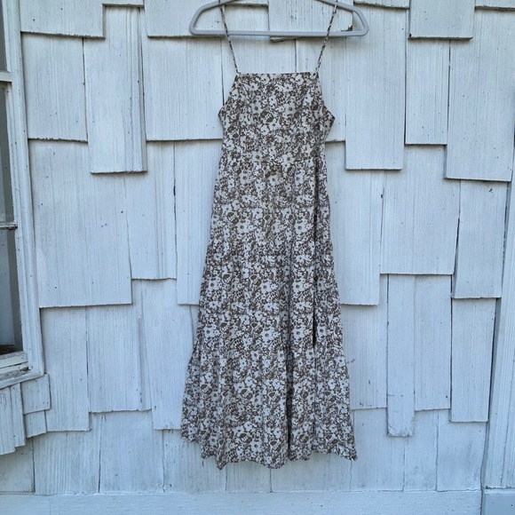 Rails Leni Floral Tiered Midi Dress Square Neck Spaghetti Straps Tie Back‎ S - Picture 2 of 9